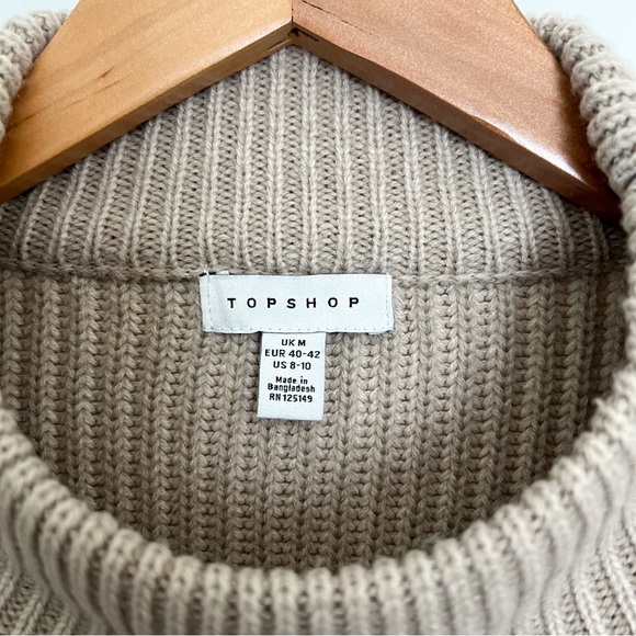 Topshop Ribbed Knit Pullover Sweater with Mock Neck Size US 8-10 - Picture 3 of 5